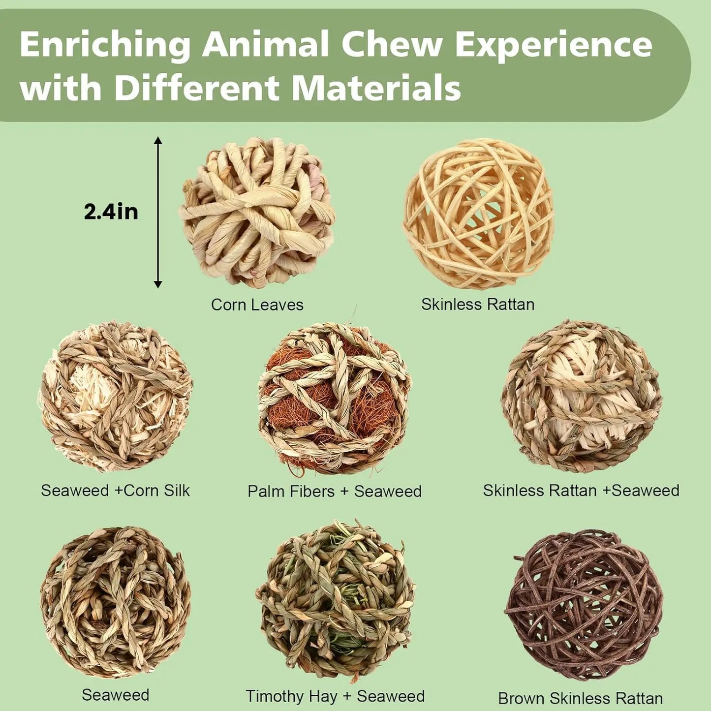 Natural Grass Chew Balls for Rabbits and Small Pets