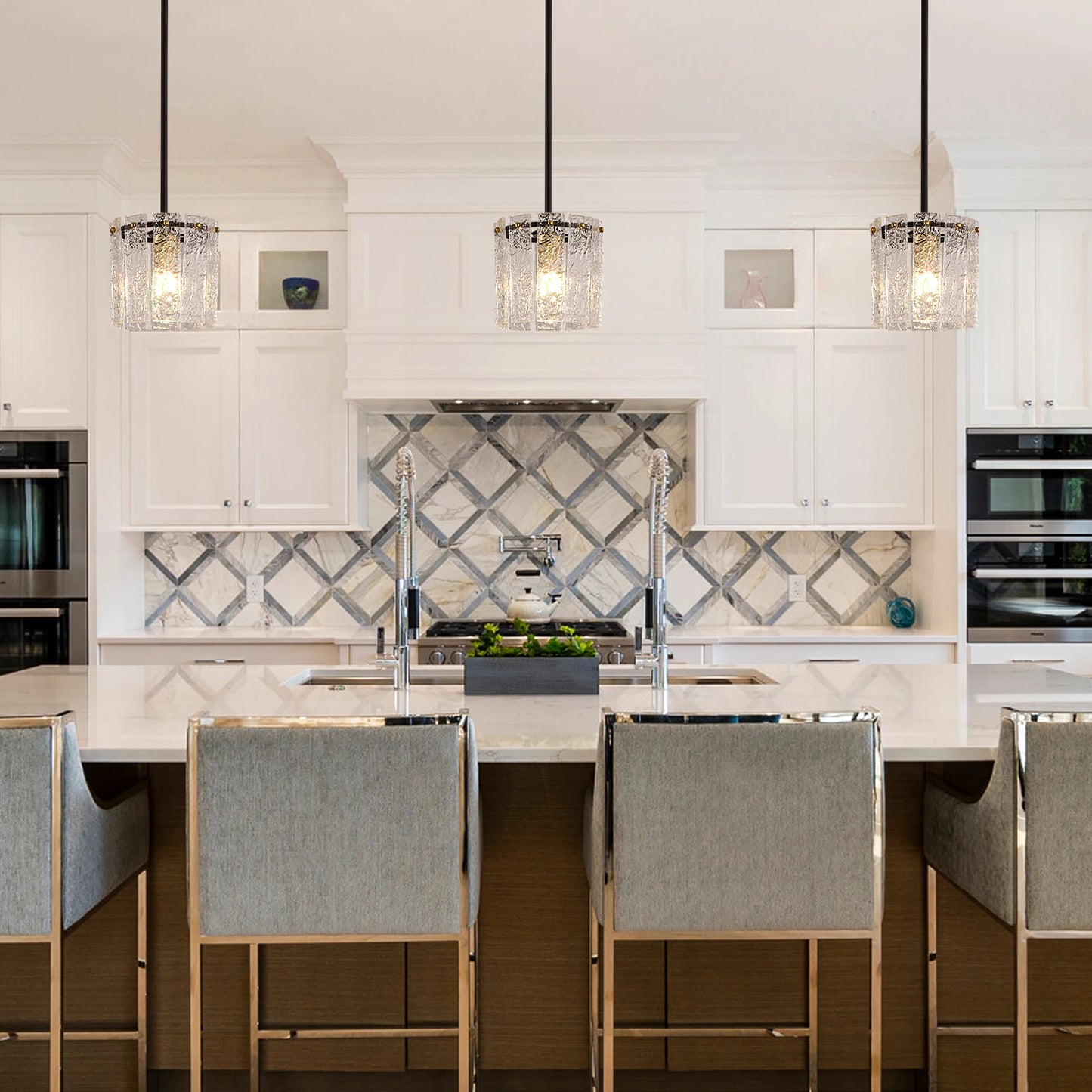 VETRULUS Crystal Glass Pendant Ceiling Light Modern Bedroom Lamp