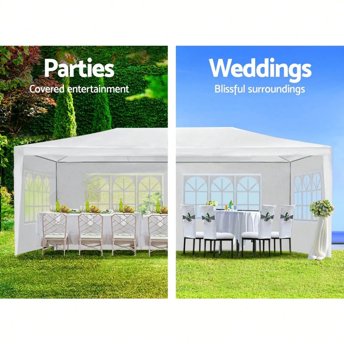 NONECN Wedding Canopy Tent Outdoor Gazebo With 6 Removable Sides