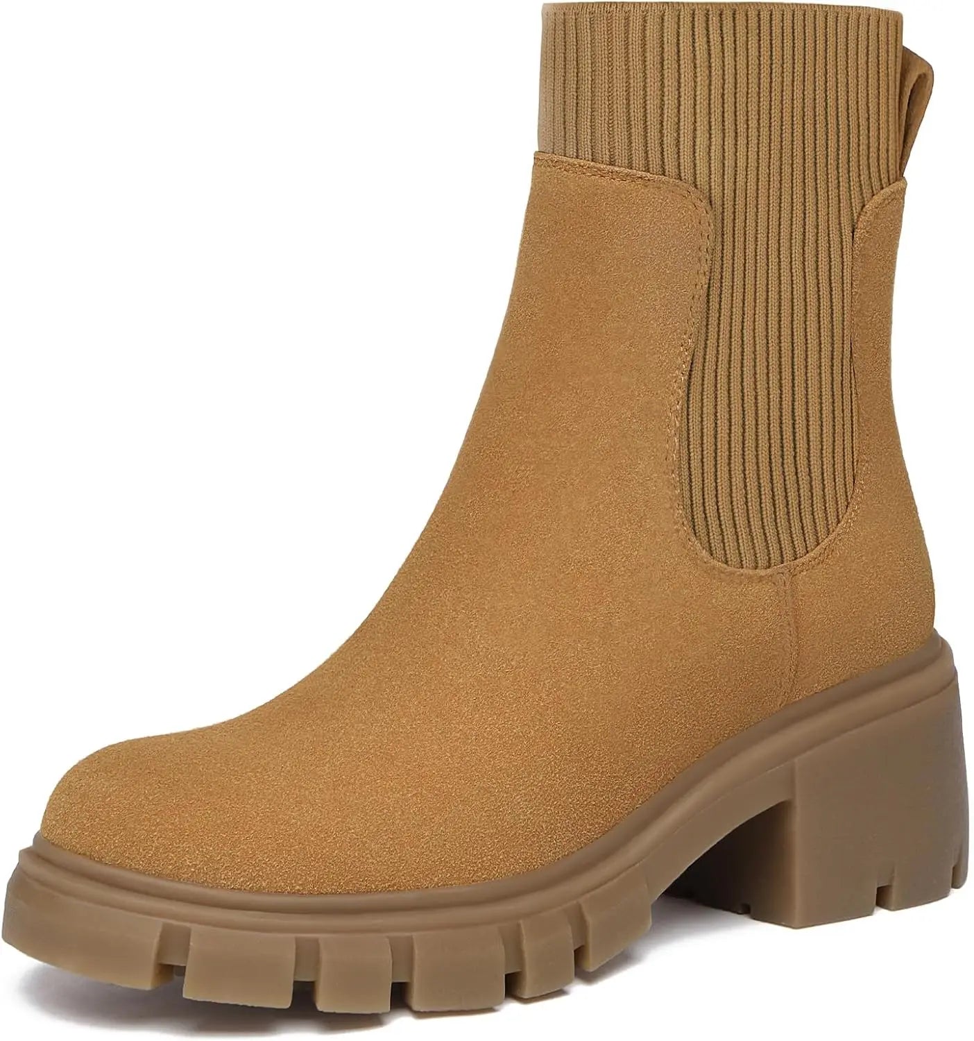 Women's Chelsea Boots Slip On Platform Lug Sole Booties