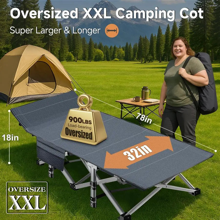 Portable Folding Camping Cot With Pad For Outdoor Travel