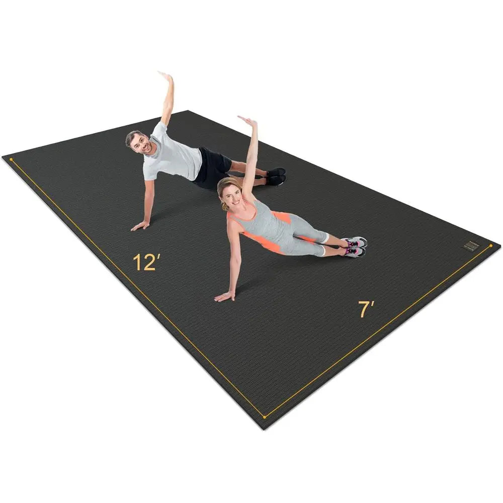 Wide Large Exercise Mat12x7/10x7/8x7(7mm),Thick Workout Mats for Home Gym Flooring,High-Density Durable Cardio Mat,Shoe Friendly