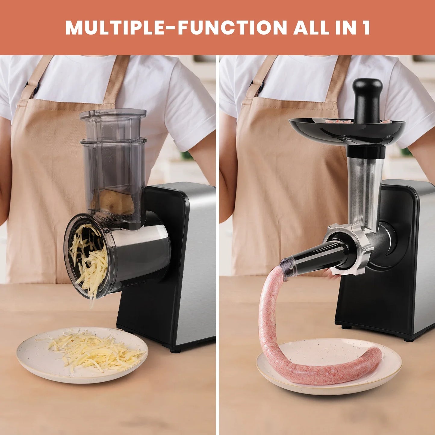 Stainless Steel Meat Grinder And Kitchen Machine Slicer Sausage Filler