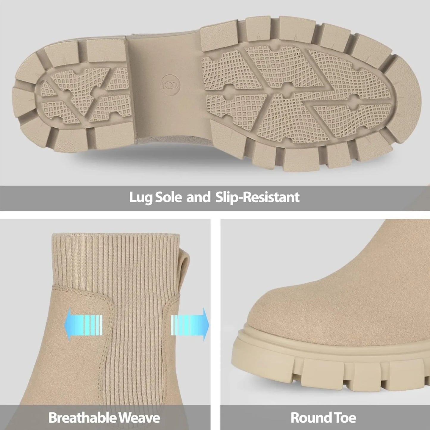 Women's Chelsea Boots Slip On Platform Lug Sole Booties