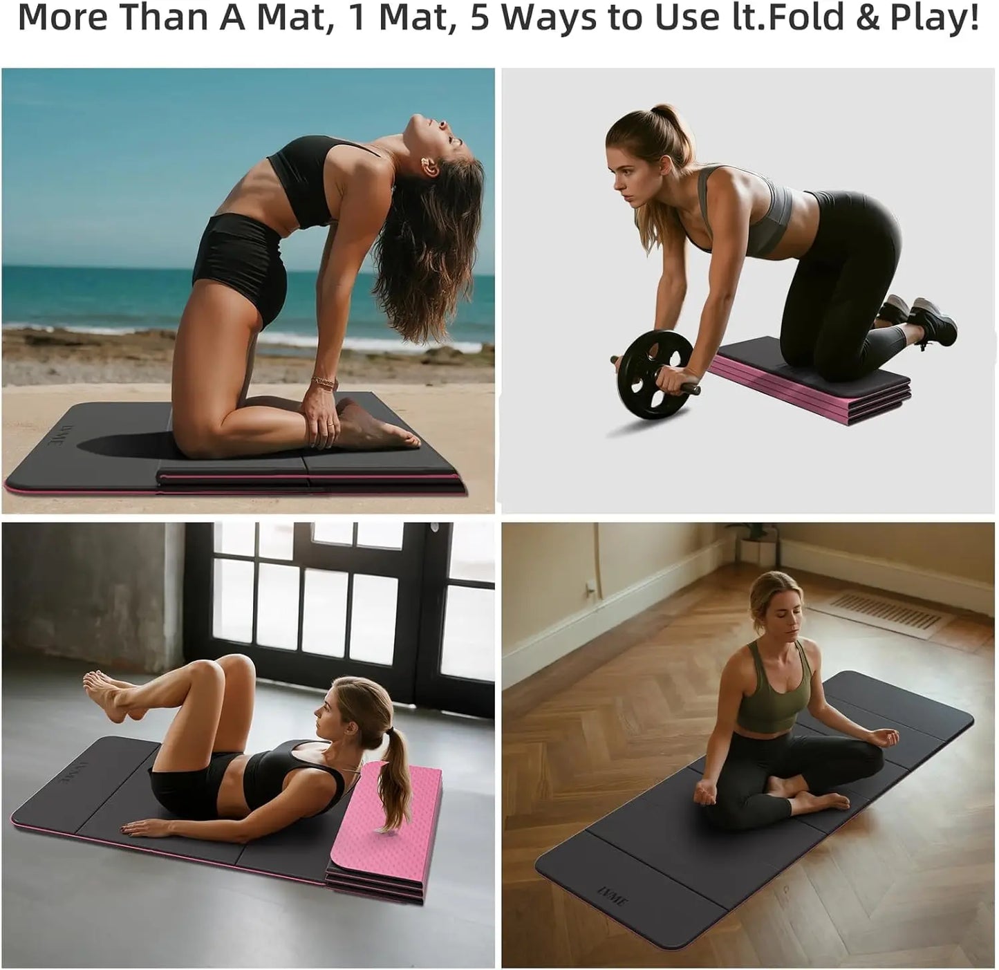 Foldable Yoga Mat Non Slip TPE SGS Certified For Travel