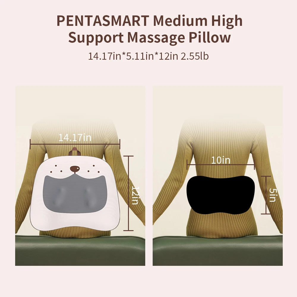Back Neck Massager Electric Waist Massager Heated Vibration Lumbar Muscle Massage Relaxation Pain Relief Massage Throw Pillow