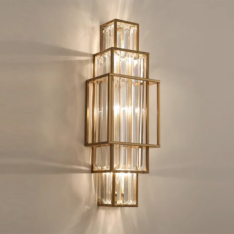 Crystal Glass Wall Lamp, Modern Geometric Indoor Lighting