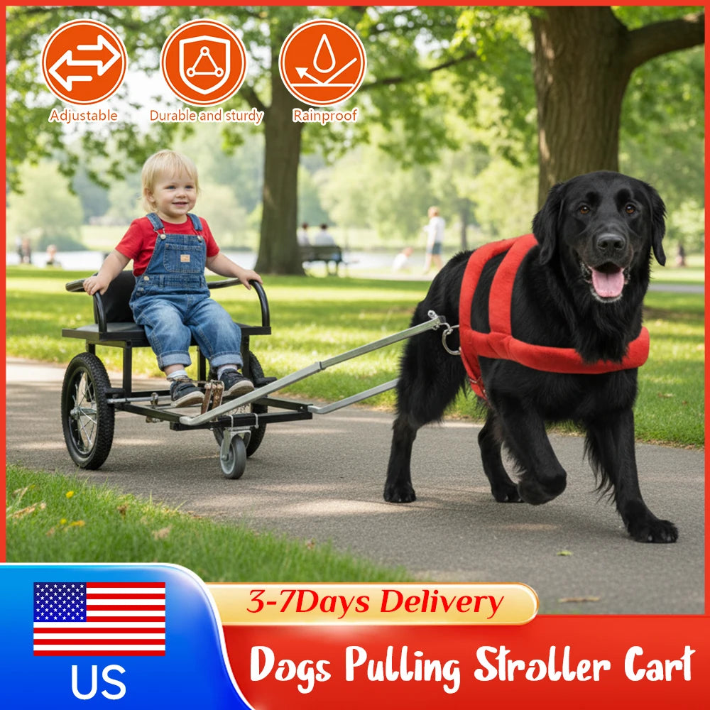 40-60KG Dog Pulling Stroller Cart Pet Walking Car with Seat Double Brake Pet Trailer for Medium Large Dogs Outdoor Shopping New