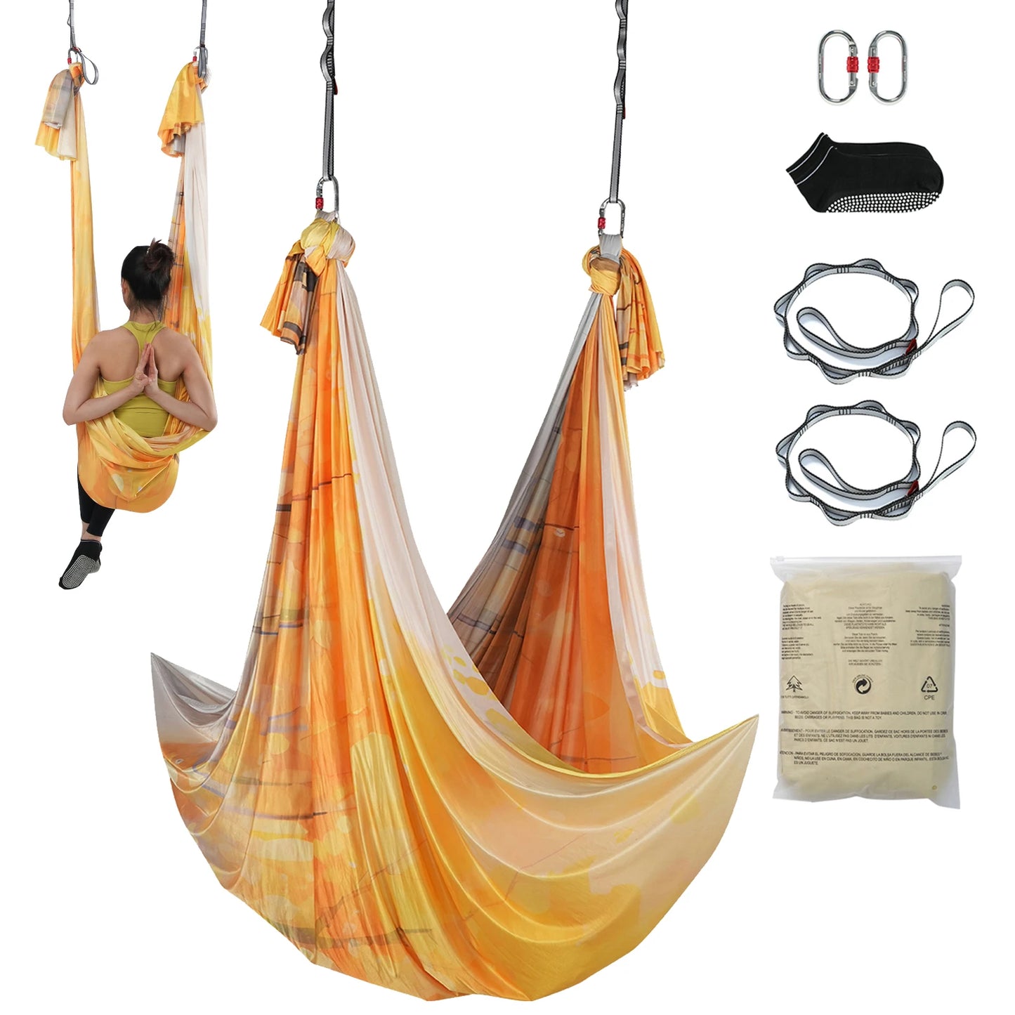 Aerial Yoga Hammock Nylon Fabric With Full Rigging Hardware