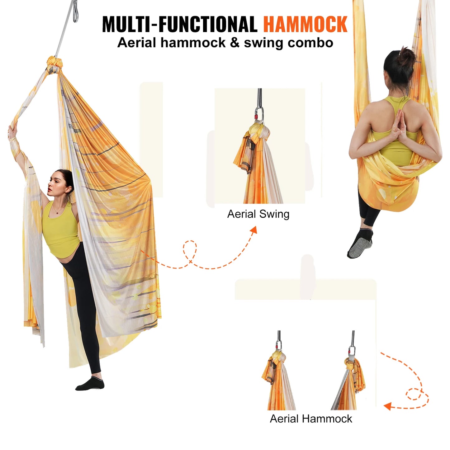 Aerial Yoga Hammock Nylon Fabric With Full Rigging Hardware