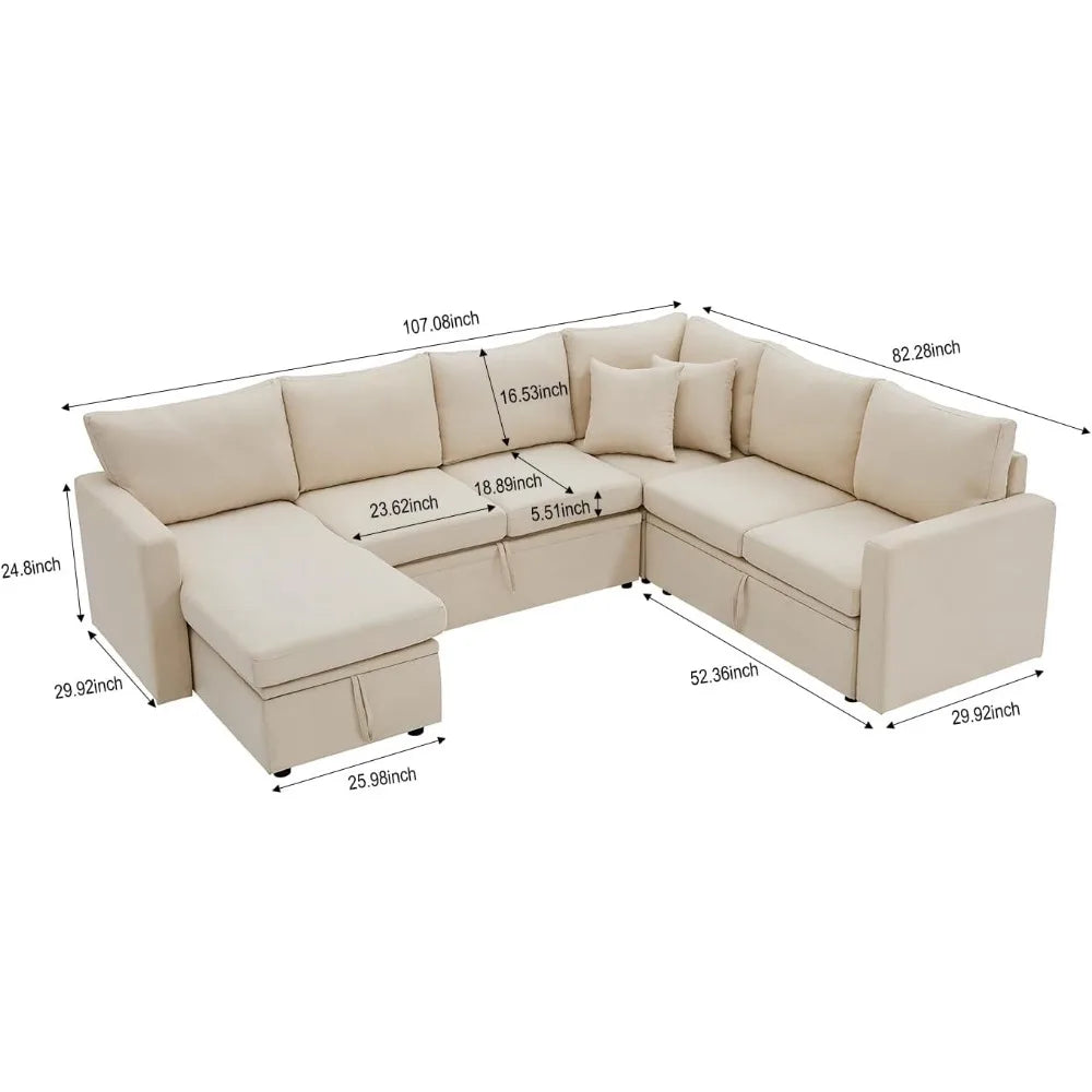 DAFIFY Cloud U-Shaped Sectional Sofa With Pull-Out Bed
