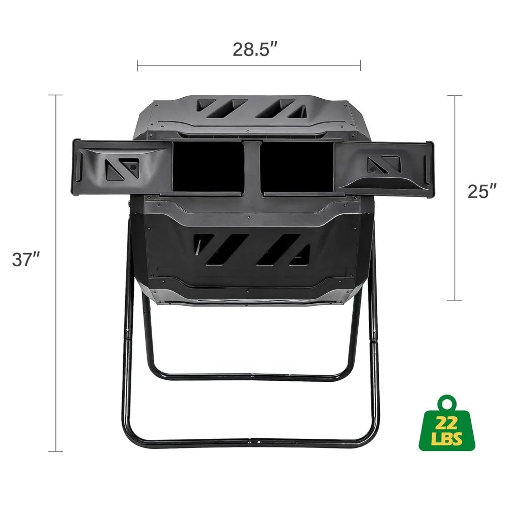 Dual-Chamber 43 Gallon Compost Tumbler Bin