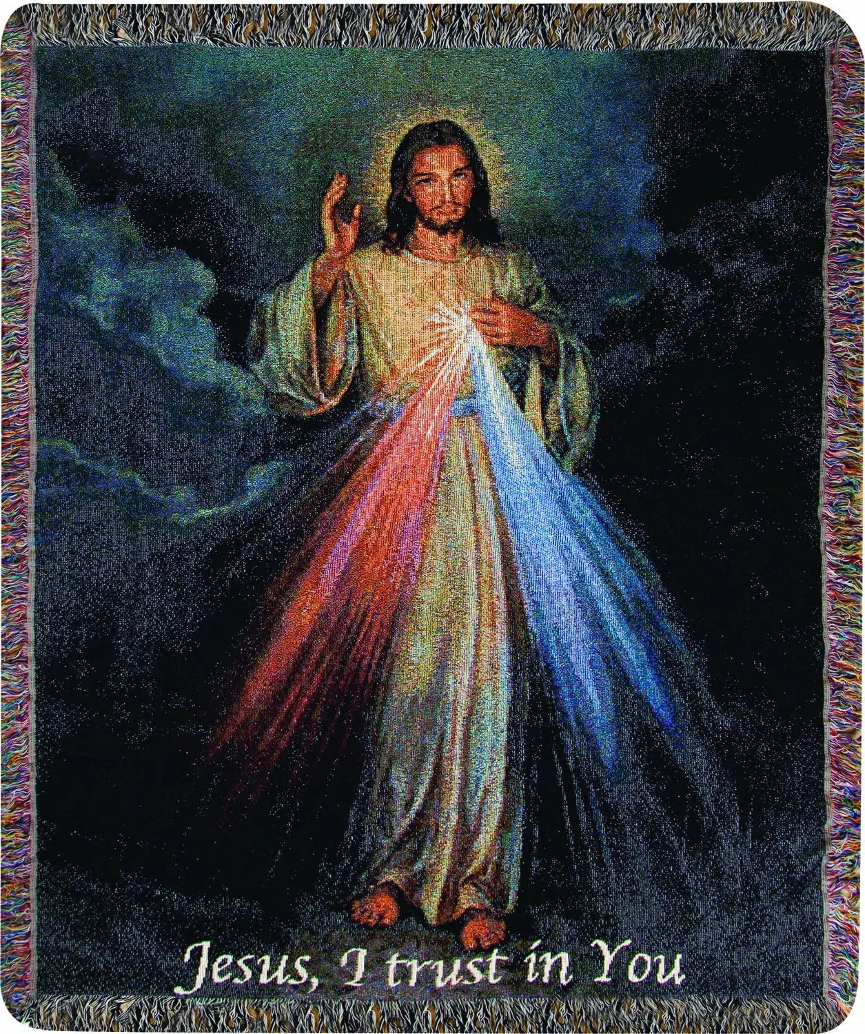 50 x 60-Inch Inspirational Tapestry Throw, The Divine Mercy Design for Home Decor