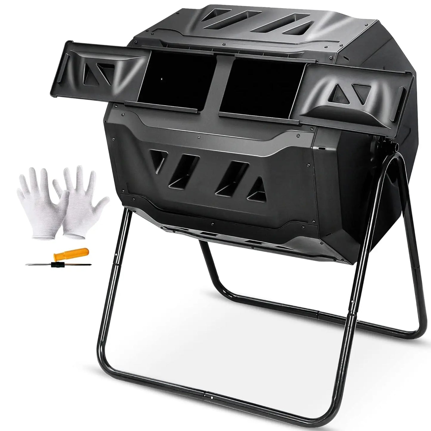 Dual-Chamber 43 Gallon Compost Tumbler Bin