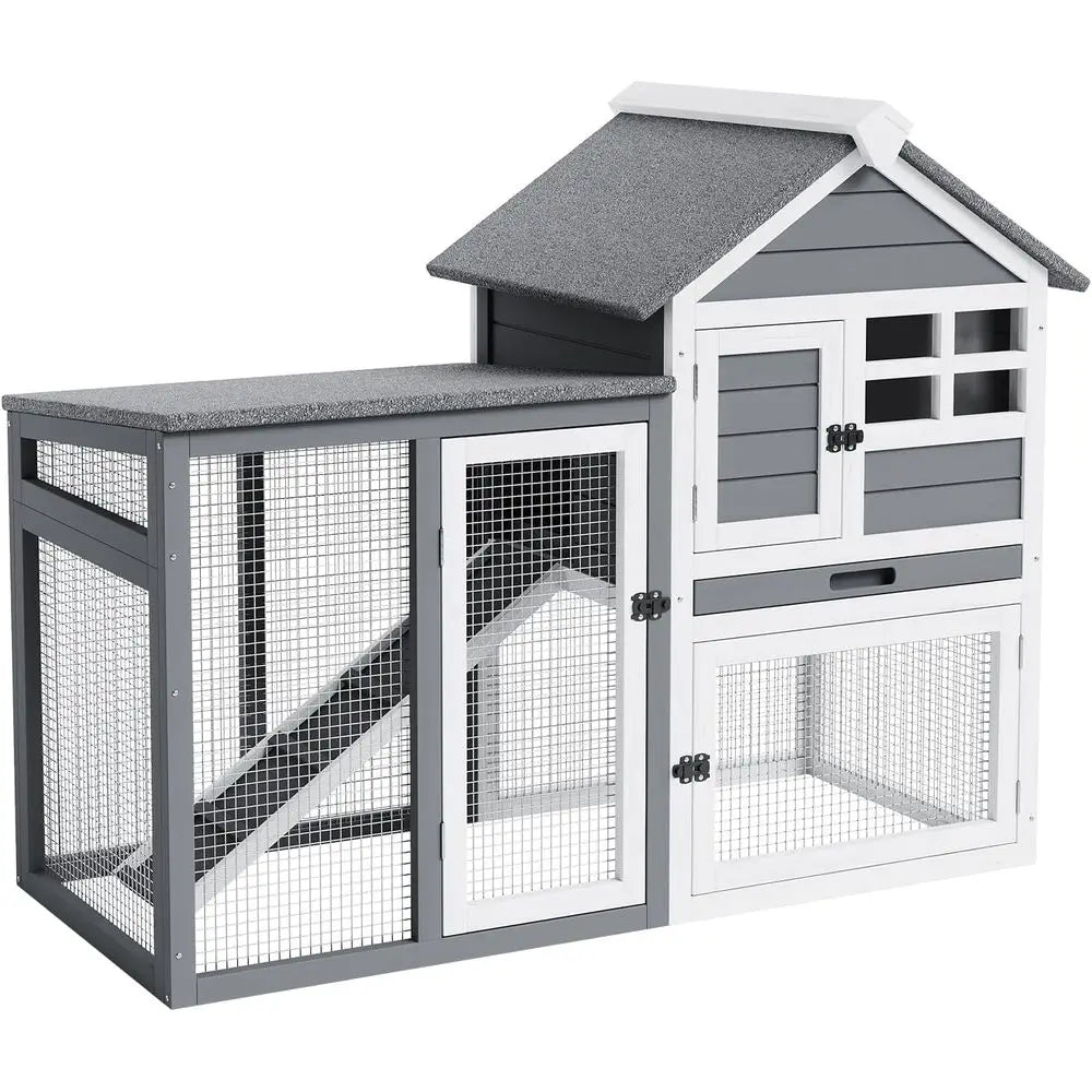 Wooden Rabbit Hutch Waterproof With Pull Out Tray Indoor Outdoor