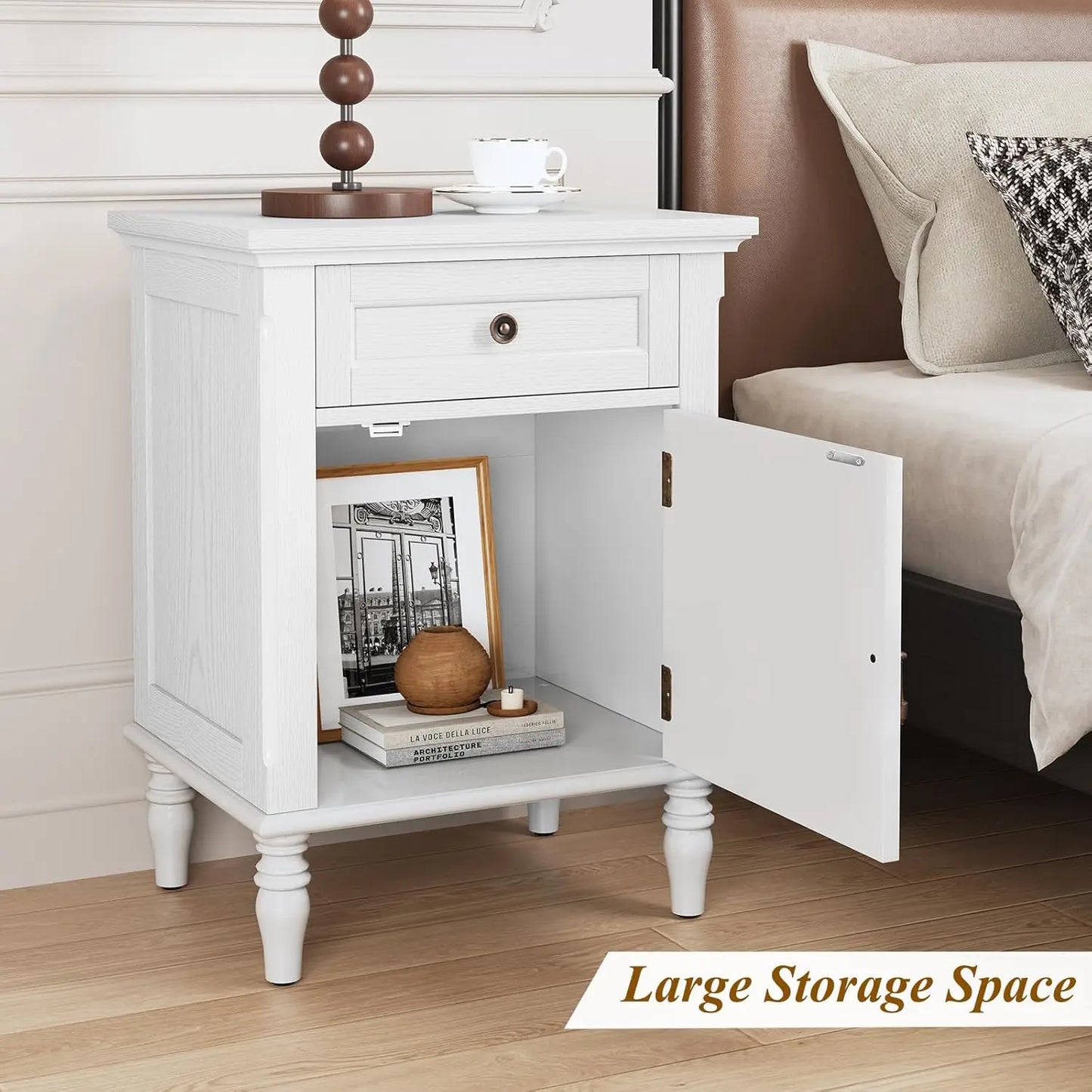 HUANZHUANG Nightstands Set Of Two Wood Bedside Tables With Drawer