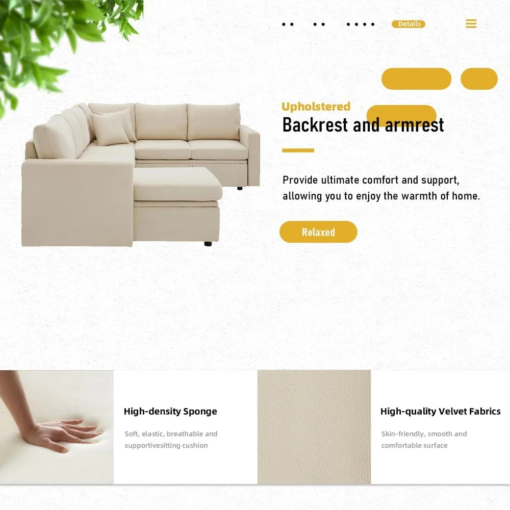 DAFIFY Cloud U-Shaped Sectional Sofa With Pull-Out Bed