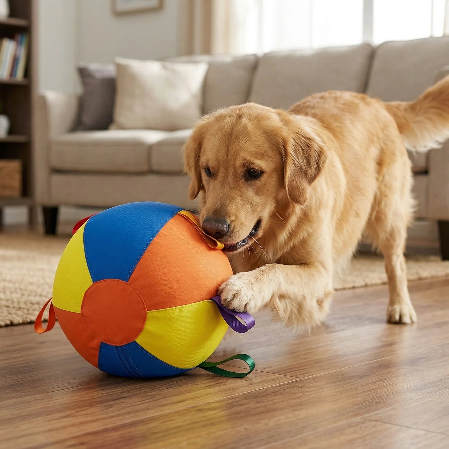 Calming Jumbo Ball with Straps Set Giant Herding Ball Inflatable Big Ball for Outdoor Pets Horse Shepherd Large Small Dog