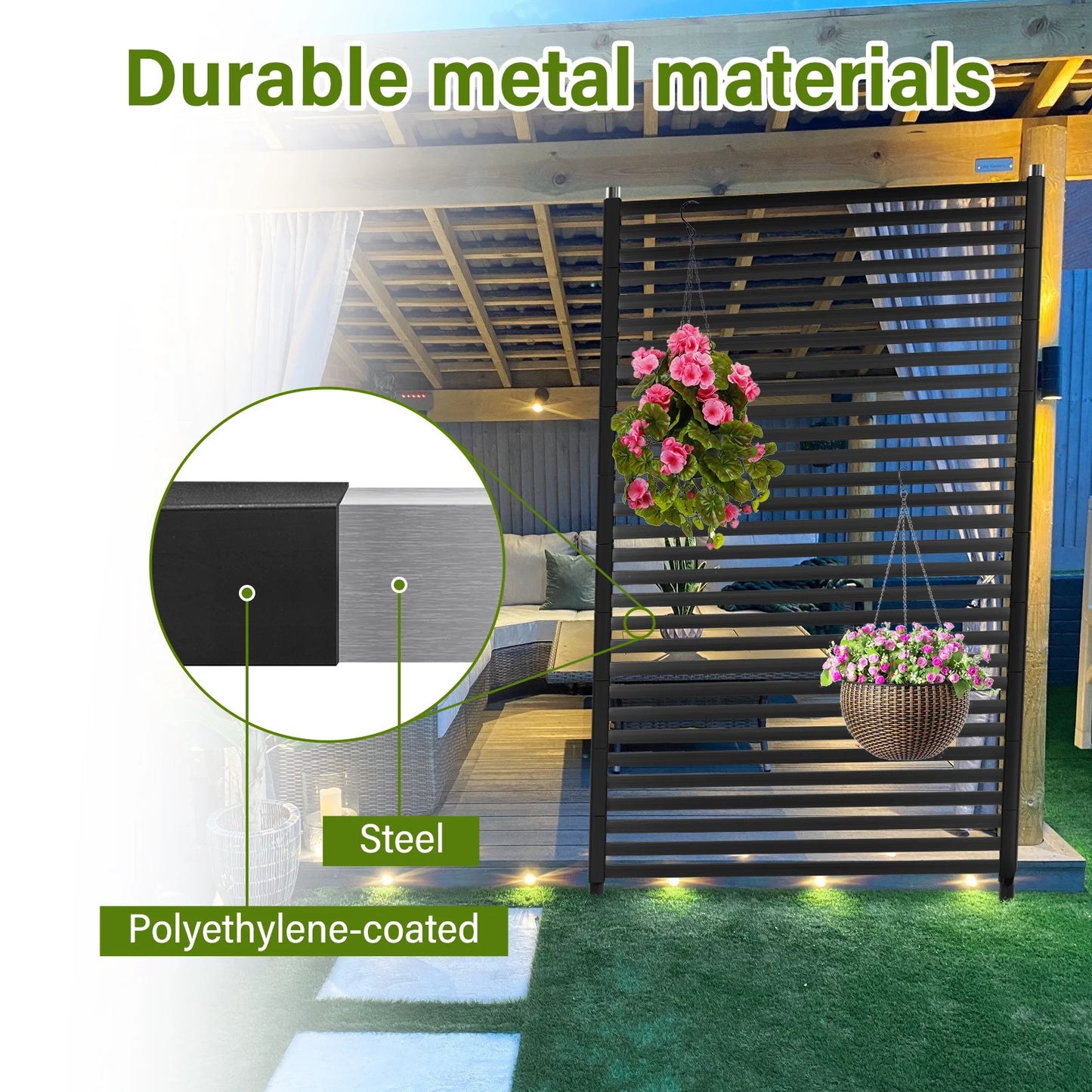 Galvanized Steel Privacy Fence Screen For Outdoor Patio Garden