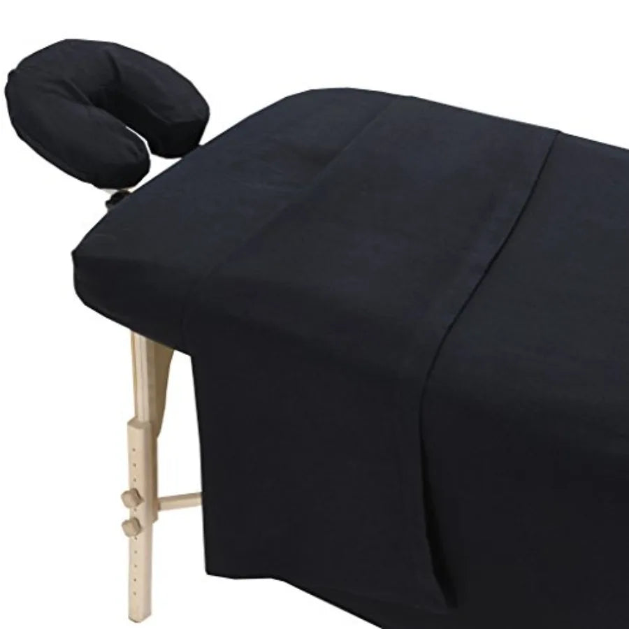 Extra Thick 3 Pcs Massage Table Sheets Set - 100% Cotton Flannel - Includes Massage Table Cover Massage Fitted Sheet and Massag