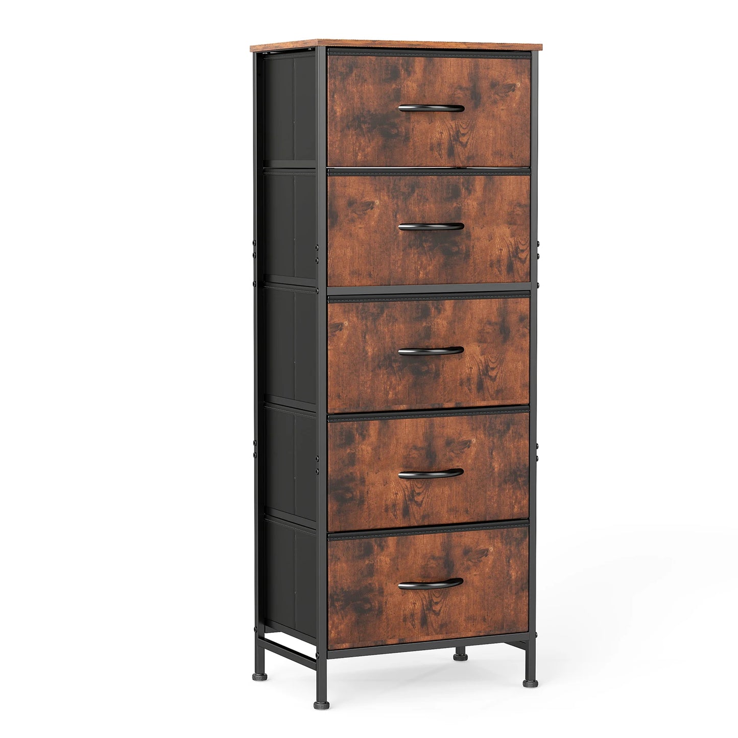 JHK Five Fabric Drawers Bedroom Dresser With Steel Frame