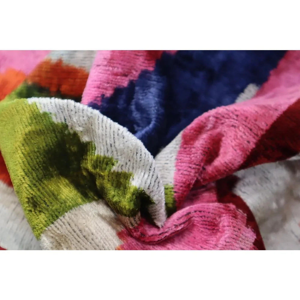 Colorful Silk Velvet Throw Pillow With Down Feather Fill