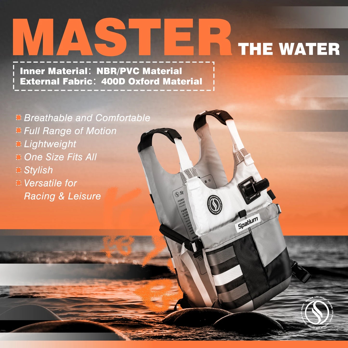 Spatium Adult Life Vest Kayak Surfing Water Sports Life Jacket