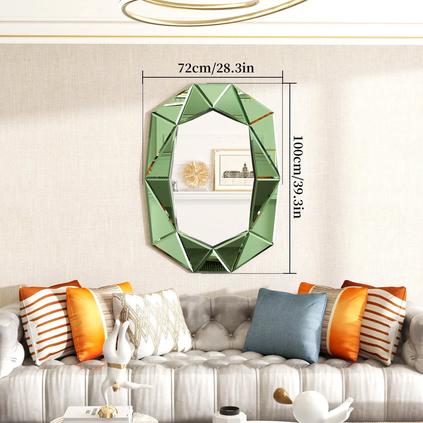 Wisfor Stylish Irregular Silver Glass Wall Mirror With Beveled Diamond Edge