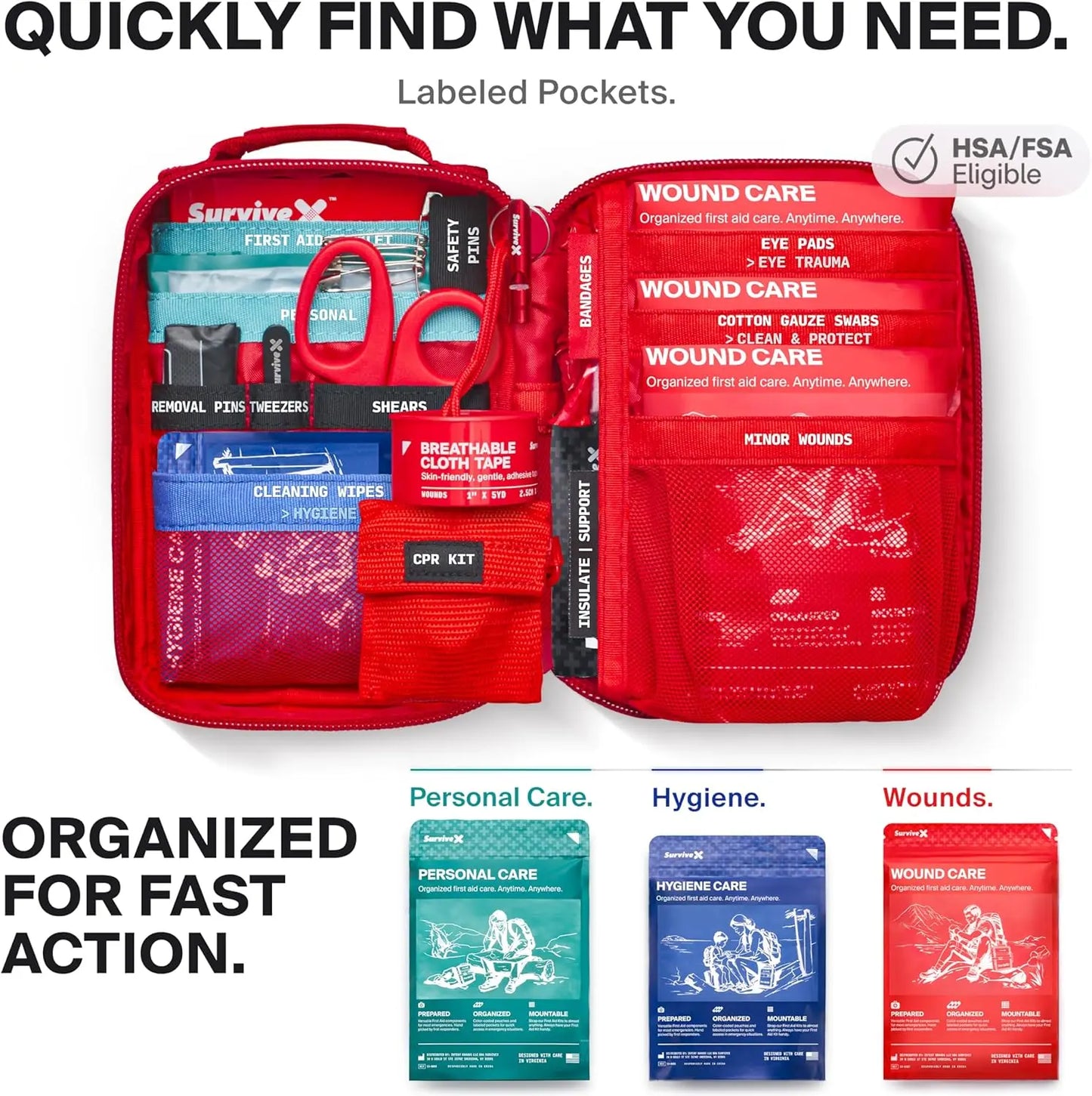 Portable Car Travel First Aid Kit for Outdoors and Hiking