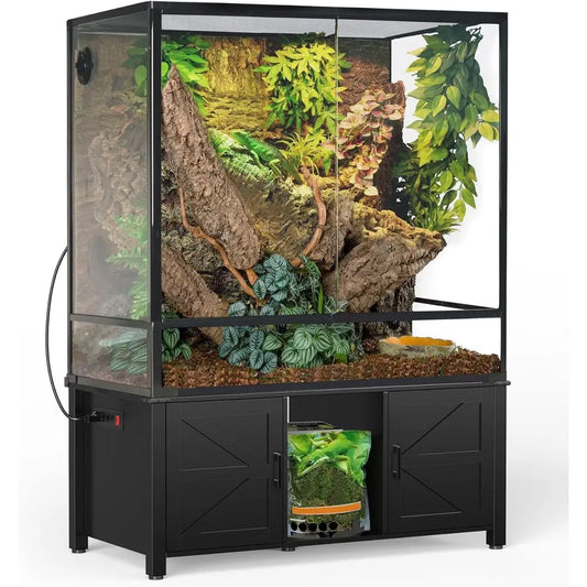 Reptile Tank Stand or 120–230 Gallon Terrariums – Tall Enclosures or Stacked 4x2x2 PVC Tanks – Furniture-Style Cabinet with Stor