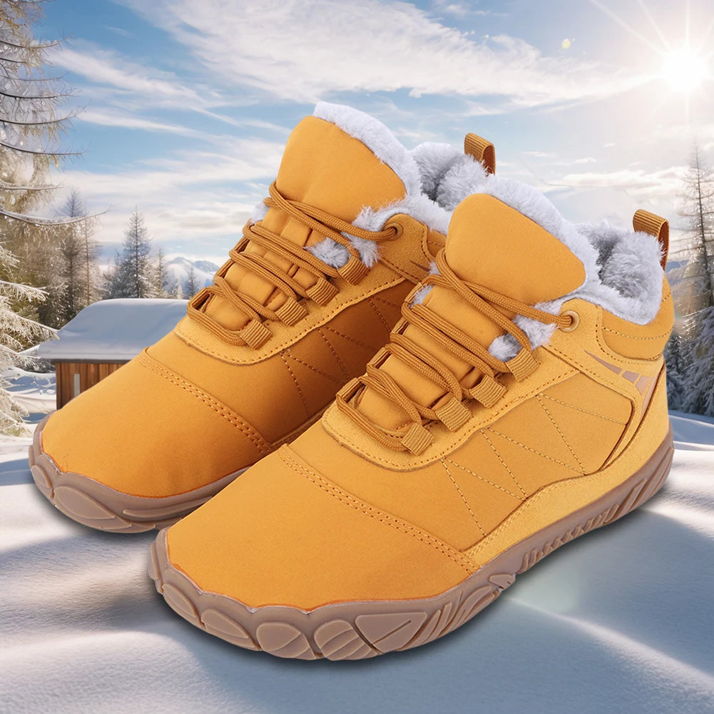 Winter Plush Boots Barefoot Snow Boots Non Slip Wide Toe Box Barefoot Shoes Outdoor Trekking Shoes for Travel Climbing