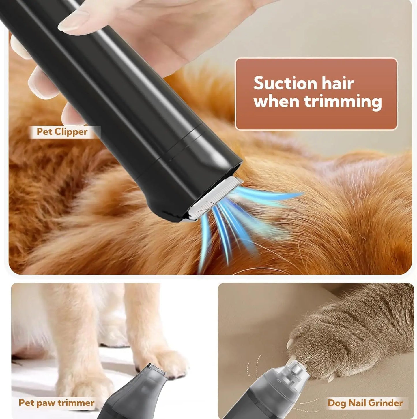 Pet Grooming Vacuum Kit With 13000kPa Suction For Home