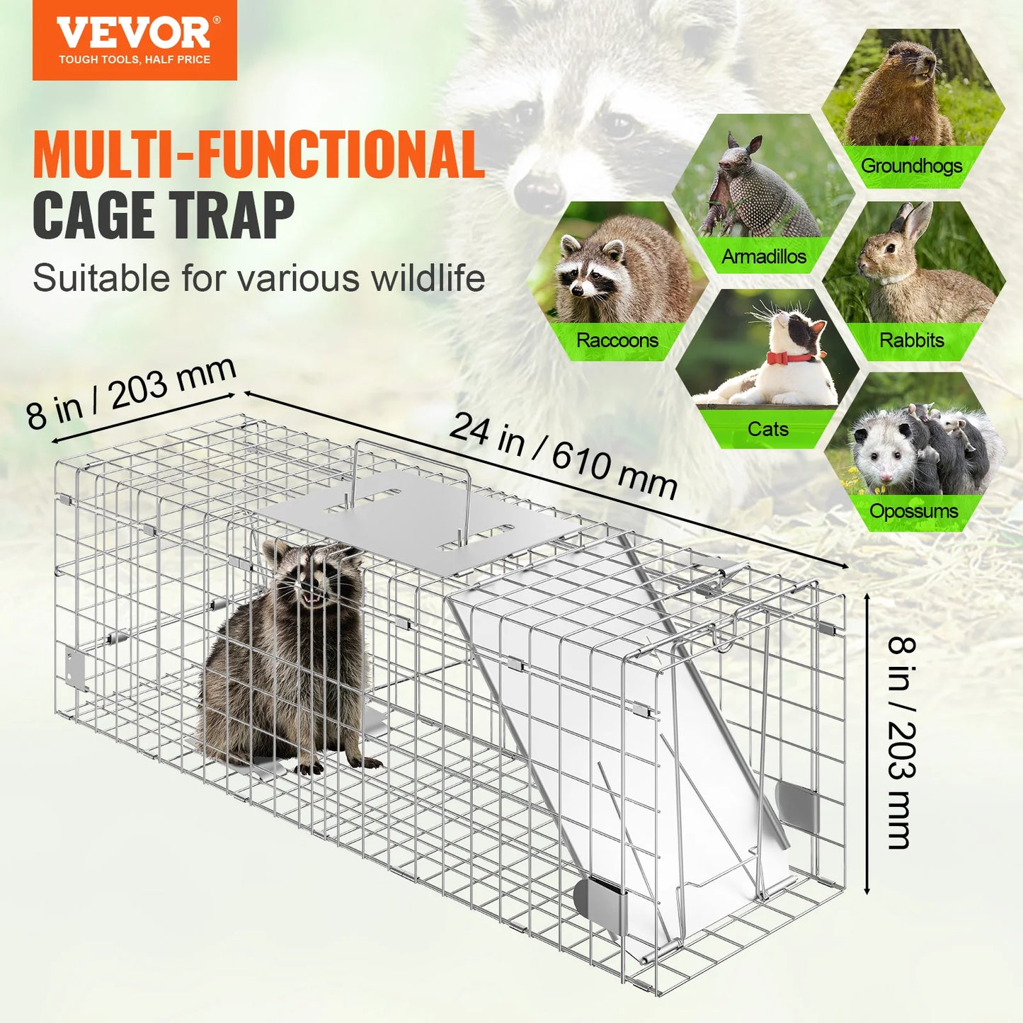 Humane Live Animal Cage Trap For Rodent And Cat Control