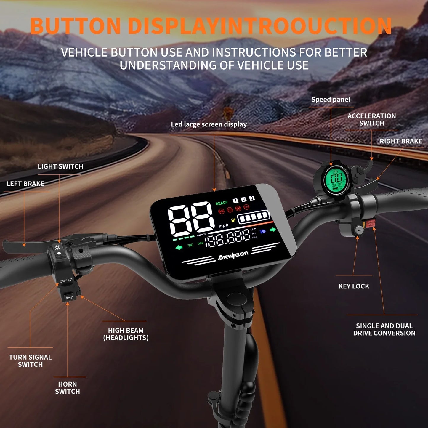 Arwibon 5600W Dual Motor Electric Scooter 46MPH