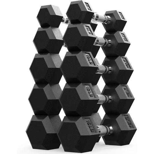Rubber Encased Dumbbell Set For Home Gym Exercise Essentials